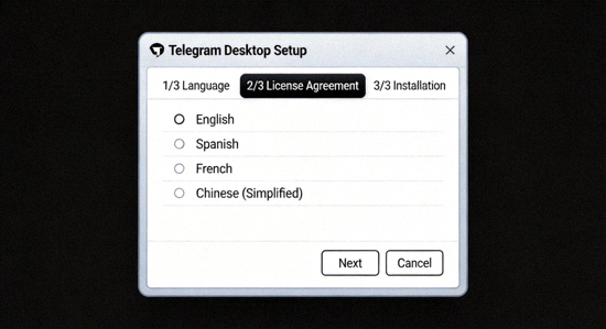 Telegram Desktop 客户端安装向导界面截图