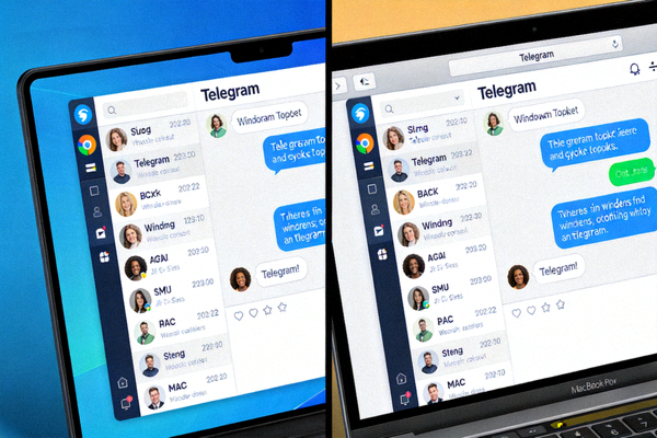 Telegram Desktop 客户端在 Windows 和 Mac 电脑上的界面展示图